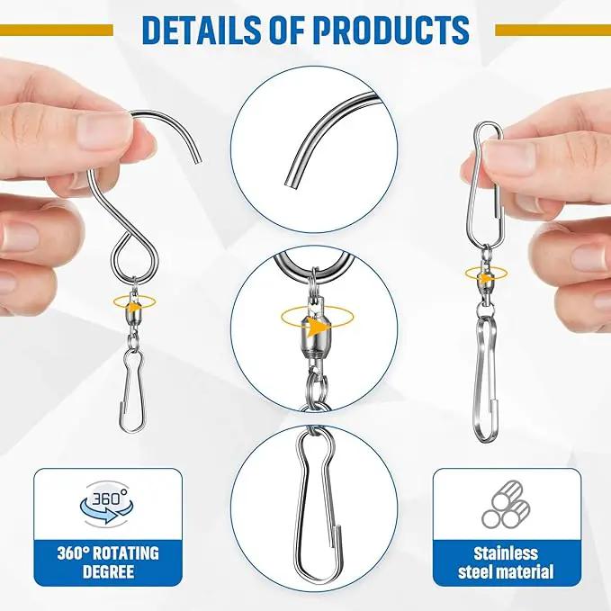 Jetec Wind Spinner Swivel Hooks 360 Degree Dual Spinning Windsock Chime Supplies Hanger Swivels Clip Hanging Hooks with Storage Box for Wind Spinners Supply, 2 Styles (Metal Color,30 Pieces) by GreenHaven Gardens