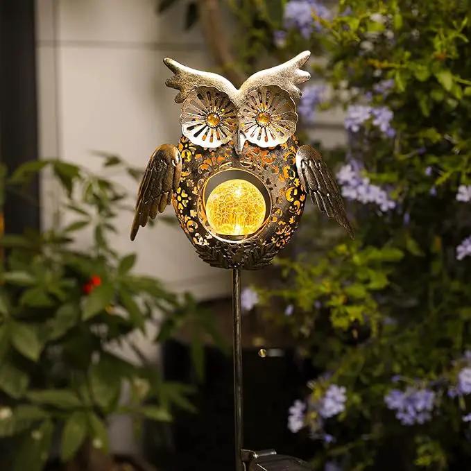 Go2garden Solar Lights Outdoor Owl Garden Gifts Women Metal Stakes Lights for Lawn Ornaments, Yard Art, Pathway, Patio Decorations,Birthday Mothers' Day Gift for Mom Dad Grandma (Bronze) by GreenHaven Gardens