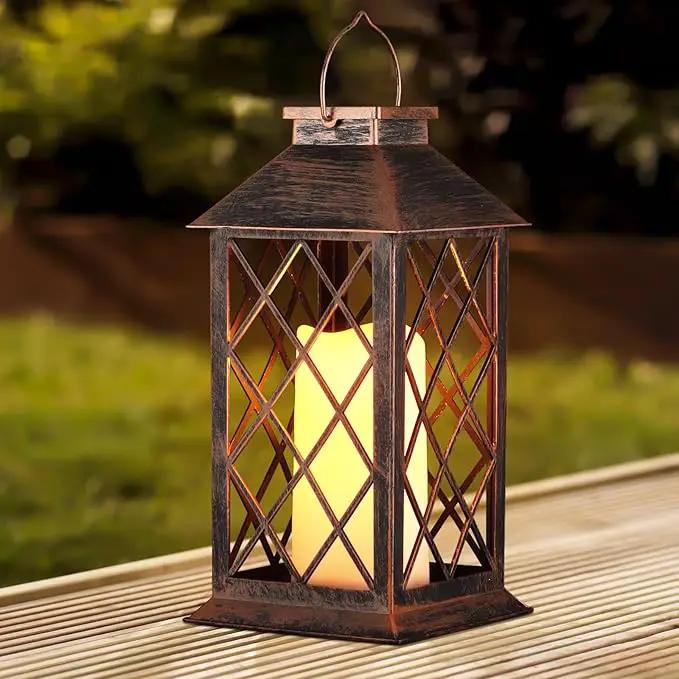 2 Pack Solar Lantern Outdoor Waterproof Garden Decor Hanging Lanterns Birthday Gifts for Women Mom 11" LED Flickering Flameless Candle Christmas Table Lights for Yard, Patio, Porch, Backyard by GreenHaven Gardens