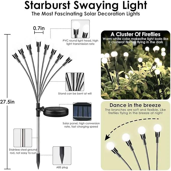 2025 Solar Lights Outdoor Waterproof, 4 Pack Solar Garden Lights, Solar Firefly Lights Outdoor Waterproof, Solar Twinkle Swaying Fairy Light for Yard Patio Pathway Garden Decoration (Cool White) by GreenHaven Gardens