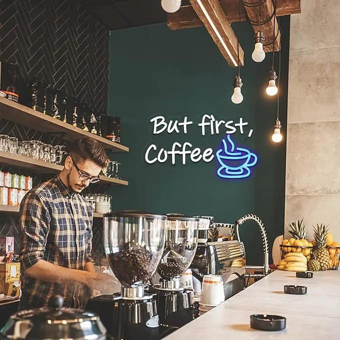 But First Coffee Neon Sign for Coffee Bar Pub Decor,Wall Art Decoration For Restaurant Living room,Led Light of Cafe,USB Power Supply With Metal Chain. by GreenHaven Gardens