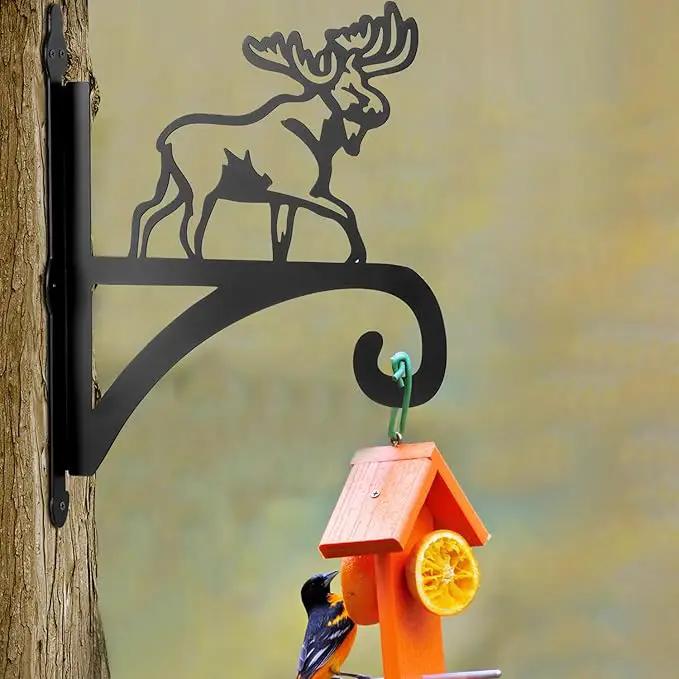 ATKKE Hanging Plant Bracket Hangers Indoor Iron Wall Mount,11” Moose Silhouette Ornamental Iron Hangers Hookers for Flower Pot Lantern Bird Feeder Wind Chimes by GreenHaven Gardens