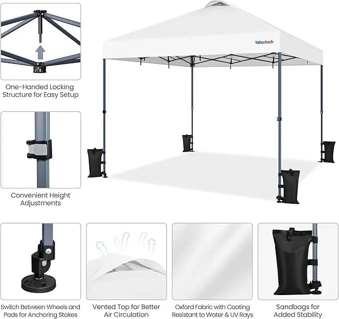 Yaheetech 12x12 Pop-up Canopy Tent w/ 2 Integrated Wheels for Mobility, Waterpoof & Heavy Duty, Instant Sun Shelter with Carry Bag, Weight Bags for Outdoor Camping Beach Patio Parties, White by GreenHaven Gardens