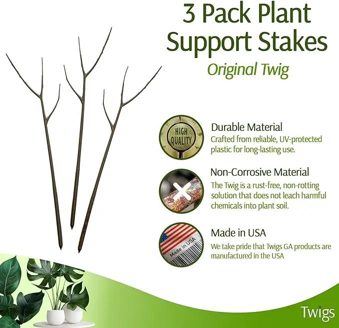 Plant Support Stakes, Stem Holder Structures for Indoor & Outdoor Use, Garden Accessories for Climbing & Potted Plants, Trellis Alternative - Moonstone, 3 Pack, 22" L, Original by GreenHaven Gardens