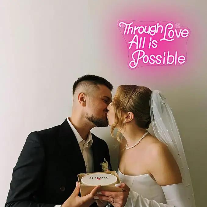 WLHOPE Through Love All is Possible Neon Sign Neon Signs for Wall Decor Dimmable Through Love All is Possible Pink Neon Lights LED Sign for Bedroom,Living Room,Bar,Party,Christmas,Birthday Gift by GreenHaven Gardens