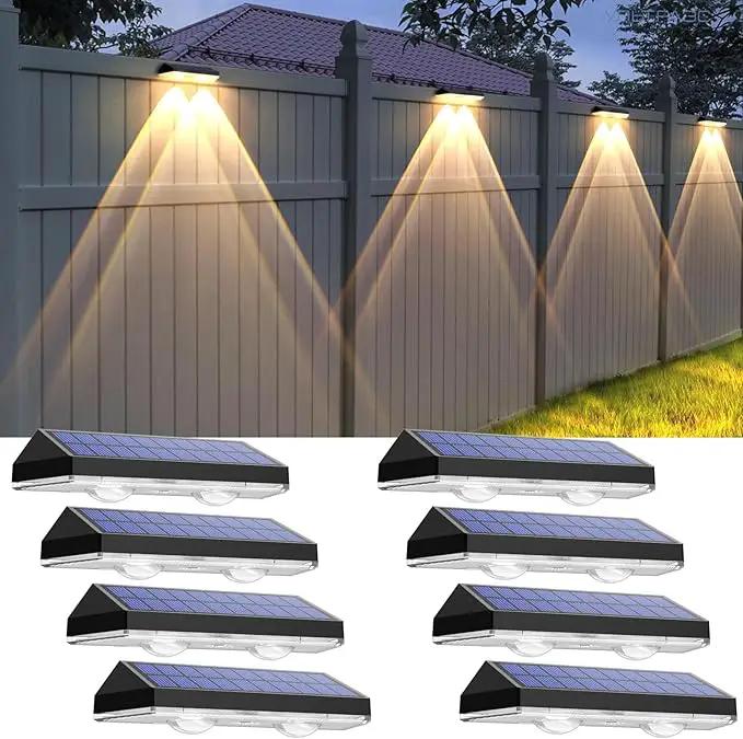 Solar Fence Lights Outdoor - 2700/4000/6000K 3 Mode, IP65 Waterproof Fence Solar Lights Outdoor, Fence Light Solar Powered for Outside, Backyard/Railing/Step/Patio/Stair Railings and Wall (8 pack) by GreenHaven Gardens