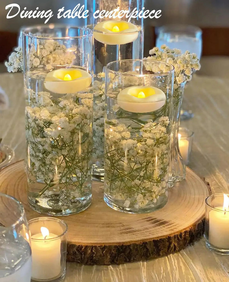 48-Pack 2” Floating Candle, 200 Hour Water Activated Warm White Battery Powered Flameless LED Floating Candle Floating for centerpieces/Bathtub/Pool/Fountain by GreenHaven Gardens