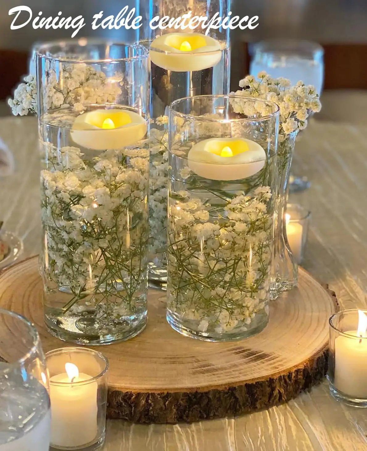 12x 2”Floating Candle, 200 Hour Water Activated Warm White Battery Powered Flameless LED Floating Candle Floating for centerpieces/Bathtub/Pool/Fountain by GreenHaven Gardens