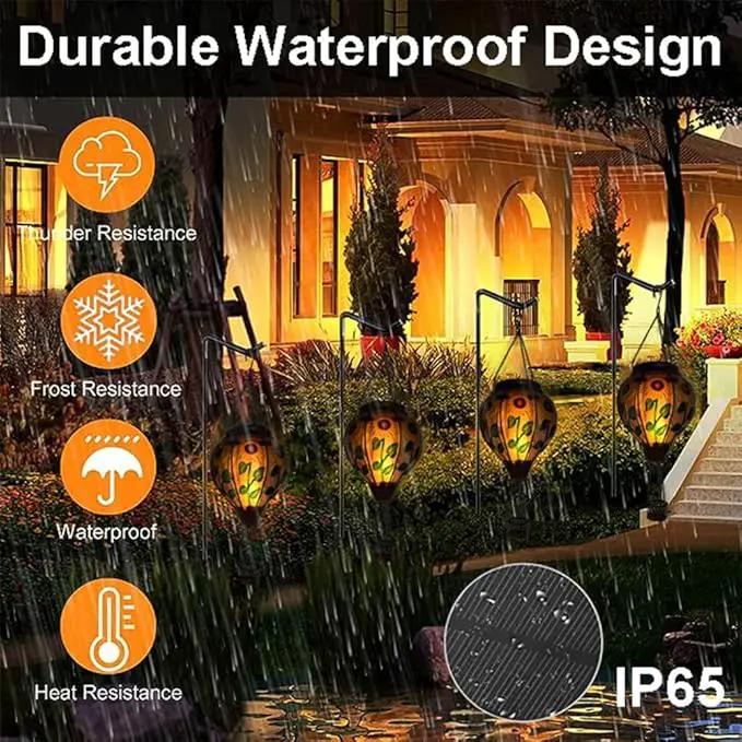 Hot Air Balloon Solar Lantern with Flickering Flame, Glass Hanging Garden Lights Outdoor Waterproof for Tree Yard Patio Mother's Day Gift, 18" H Sunflower by GreenHaven Gardens