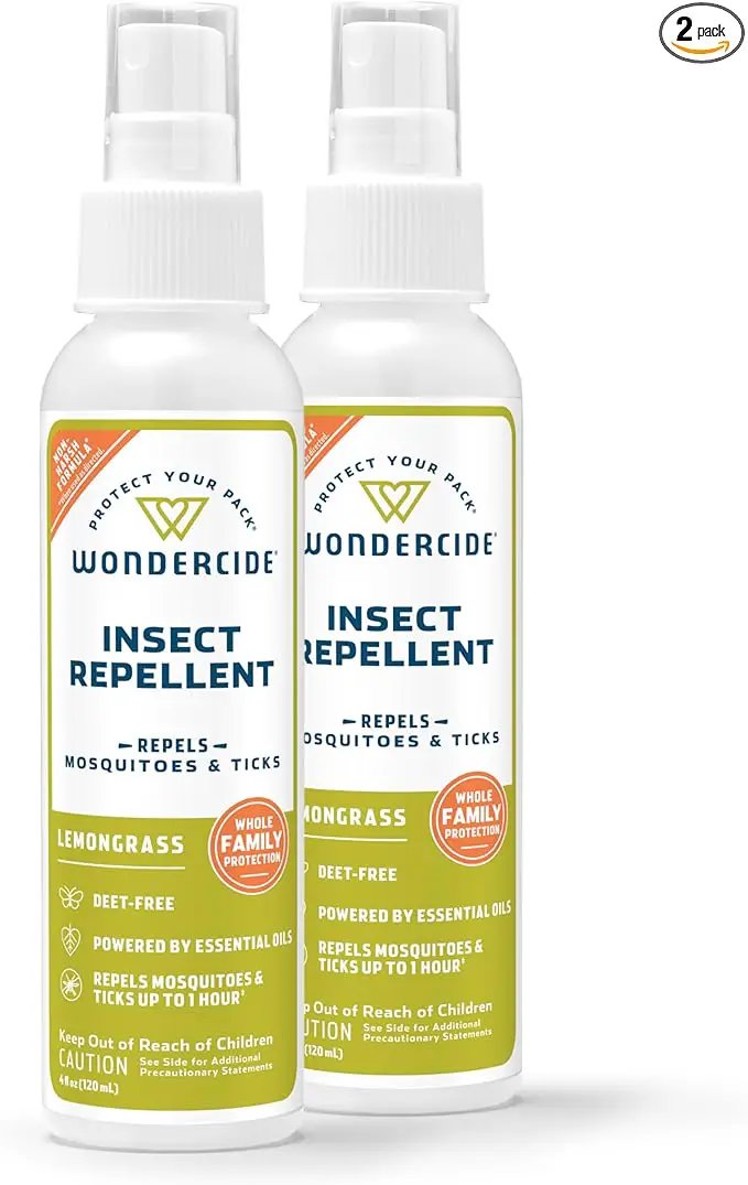 Wondercide - Mosquito, Tick, and Insect Repellent with Natural Essential Oils - DEET-Free Bug Spray and Killer - Safe for Family - Lemongrass 2-Pack of 4 oz Bottle by GreenHaven Gardens