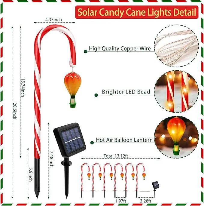 6 Pack Outdoor Christmas Decorations, 21" Solar Candy Cane Christmas Lights with Lantern and 90 Bright LED, Waterproof 8 Modes Outside Xmas Decorations for Outdoor Yard Garden Pathway by GreenHaven Gardens