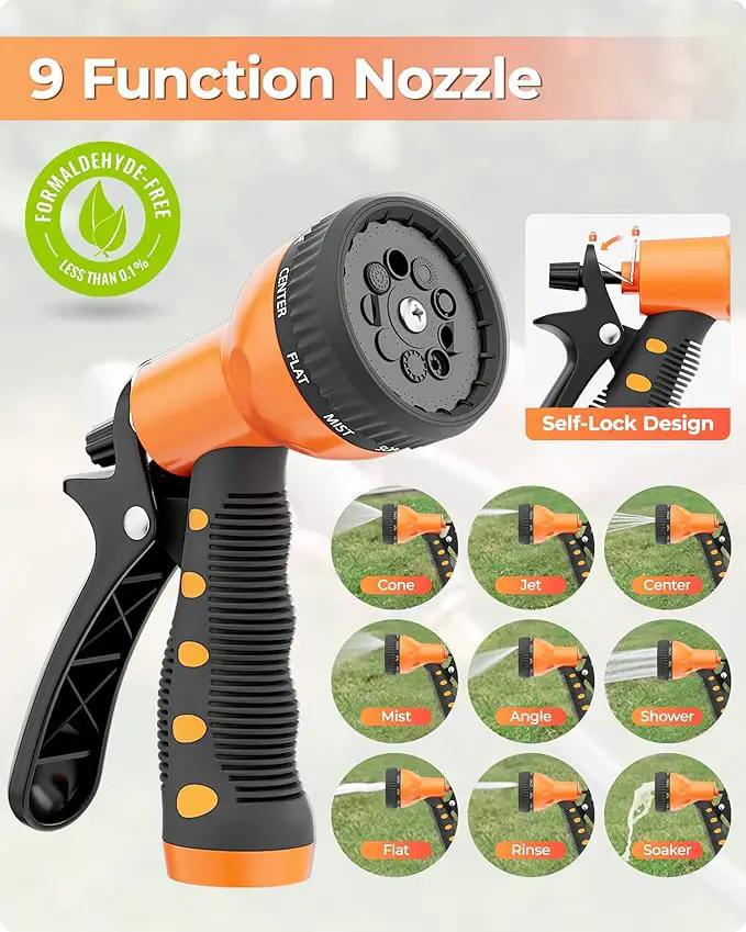 Ayleid Retractable Garden Hose Reel,1/2 in x 65 ft Wall Mounted Hose Reel, with 9- Function Sprayer Nozzle, Any Length Lock/Slow Return System/Wall Mounted/180°Swivel Bracket (Black) by GreenHaven Gardens