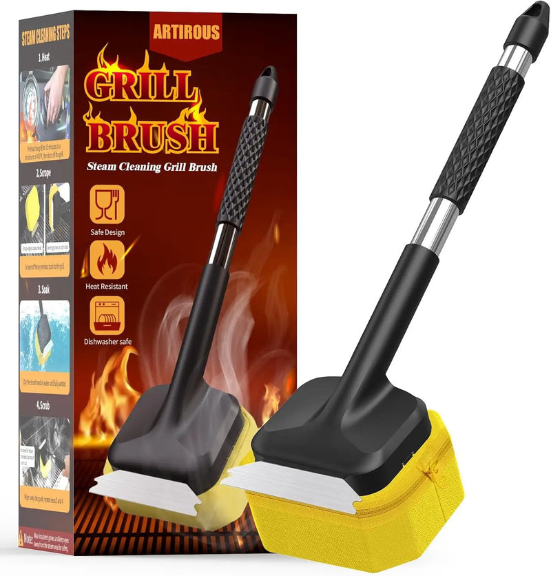 Bristle-Free Steam Cleaning Grill Brush, Safe for All Grill Griddle, Heat-Resistant Head, BBQ Grilling Gift for Men by GreenHaven Gardens
