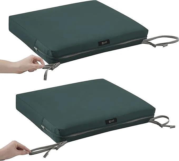 Classic Accessories Ravenna Water-Resistant 21 x 21 x 3 Inch Patio Seat Cushion, Mallard Green by GreenHaven Gardens