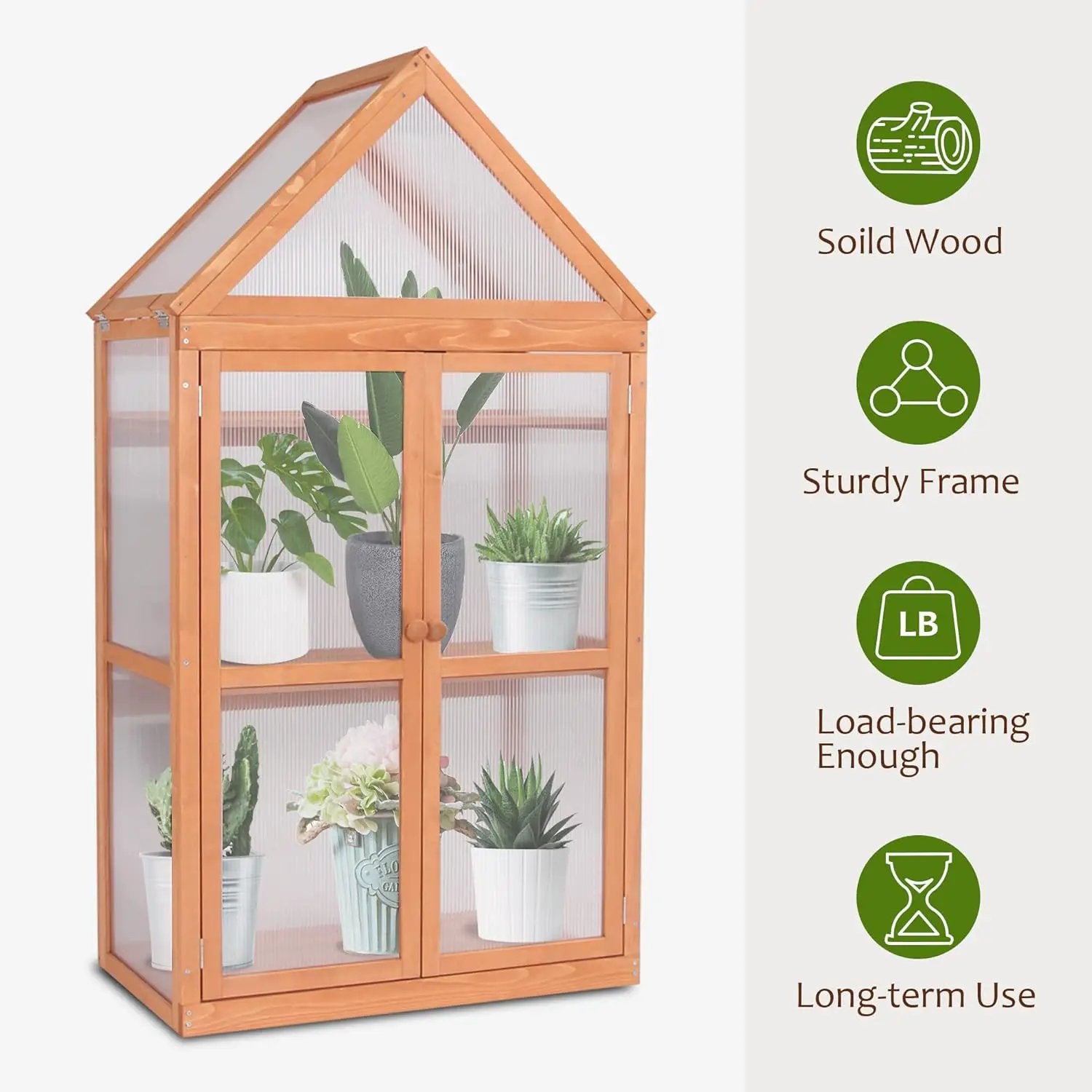 MCombo Greenhouse Cold Frame Wooden Garden Raised Flower Planter Shelf with Hard Translucent PC Protection, 0800 (Orange) by GreenHaven Gardens