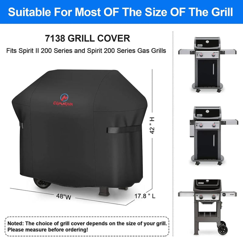 BBQ Gas Grill Cover, 48 Inch for Weber Spirit 2, Waterproof Weather Resistant, UV & Fade Resistant, PU Coating for Weber Spirit II 200 Series, Spirit 200, Spirit II E210 Gas Grill by GreenHaven Gardens