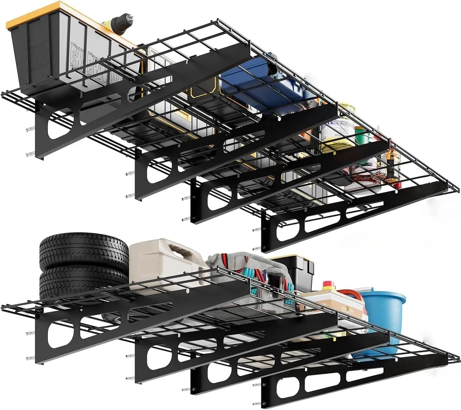 2 Pack 2x6ft Garage Storage Shelving Wall Mounted, 24-inch-by-72-inch 1600 Lbs Heavy Duty Sturdy Storage Shelves, Wall Shelves Folding Storage Garage Organization for Warehouse, Laundry by GreenHaven Gardens