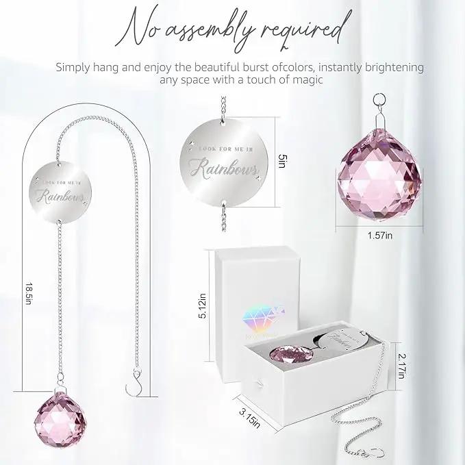 Memorial Gifts for Loss of Loved One, Unique Sympathy Idea, Pink Crystal Ball Grief Suncatcher, Rainbow Bereavement Box for Mom Dad Husband Son Daughter by GreenHaven Gardens