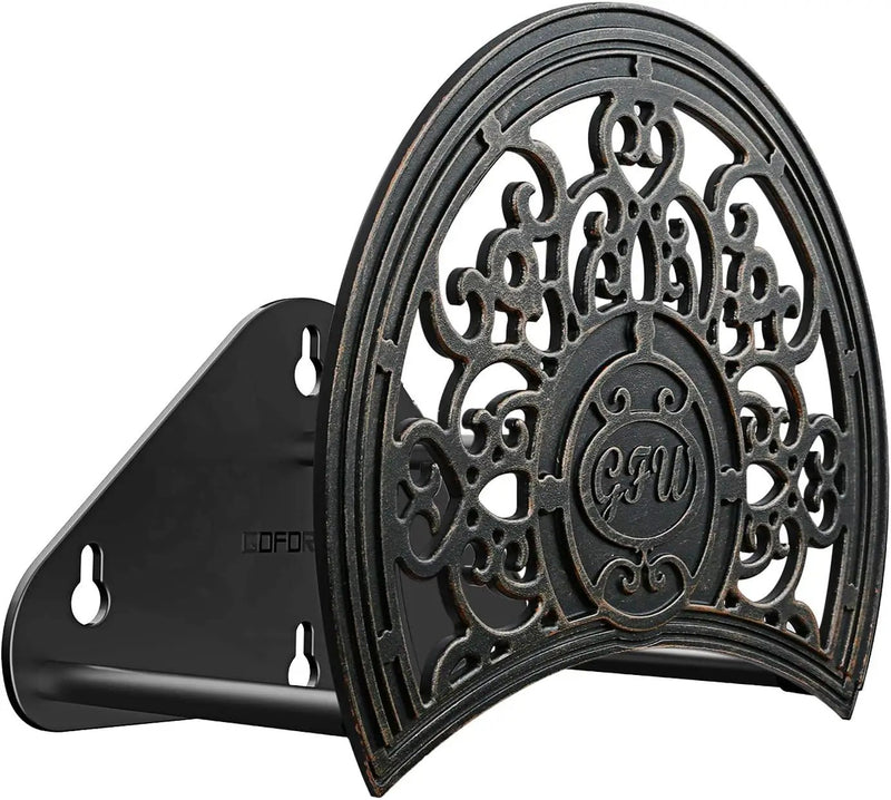 GOFORWILD Garden Hose Holder made of Stainless Cast Aluminum, Decorative Hose Butler Sturdy Water Hose Rack, Durable Wall Hose Hanger, Holds 125-Feet of 5/8-Inch Hose, Hose Reel, 7005 by GreenHaven Gardens