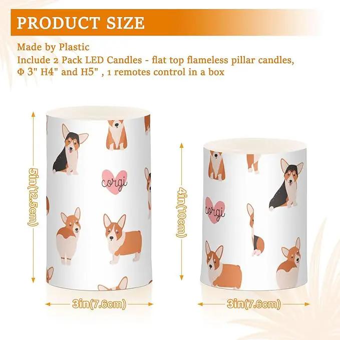 Vdsrup Flameless Candles Set of 2 Funny Welsh Corgi LED Candles with Timer Battery Operated Dog Candle Lights Flickering with Remote for Home Bedroom Decor by GreenHaven Gardens