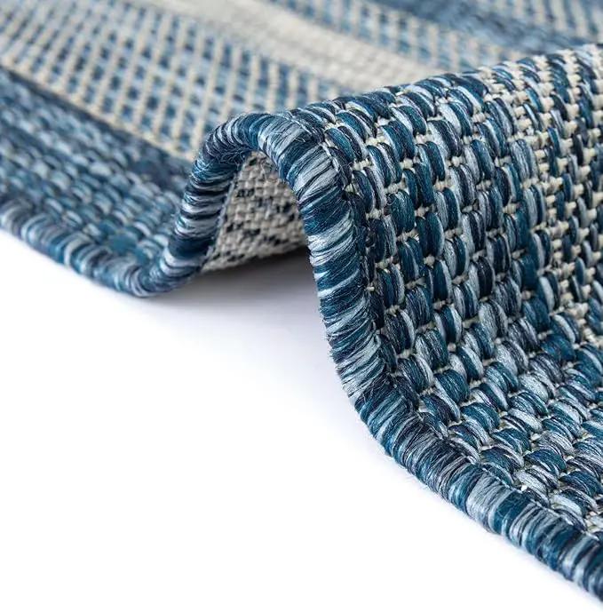 Unique Loom Outdoor Border Collection Area Rug - Soft Border (2' 2" x 3' 7" Hearth, Blue/ Ivory) by GreenHaven Gardens