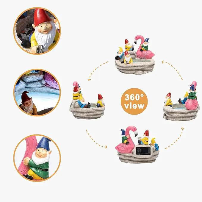 Garden Gnomes Statue Outdoor Gnome Decor Solar Gnome Statues Decoration for Lawn Yard Balcony Patio,Funny Gnome Riding Flamingo Figurine Mom Gift by GreenHaven Gardens
