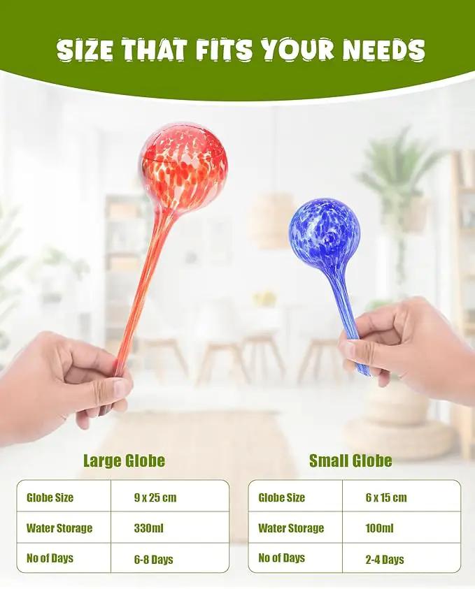 Iridescent Self Watering Globes, Glass Rainbow Plant Watering Globes, Self Watering Planter Insert, Automatic Plant Waterer Indoor (Large-6 Pcs Multi-Color, Large) by GreenHaven Gardens
