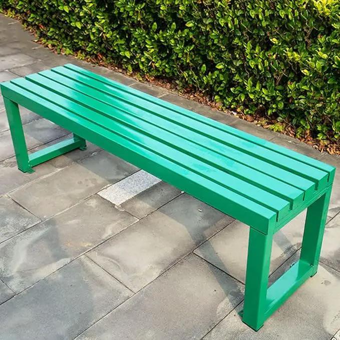 Weatherproof Metal Dining Bench, Outdoor Bench Backless Patio Bench 2-Person Farmhouse Bench Garden Bench for Kitchen, Living Room, Entryway(Green,40in) by GreenHaven Gardens