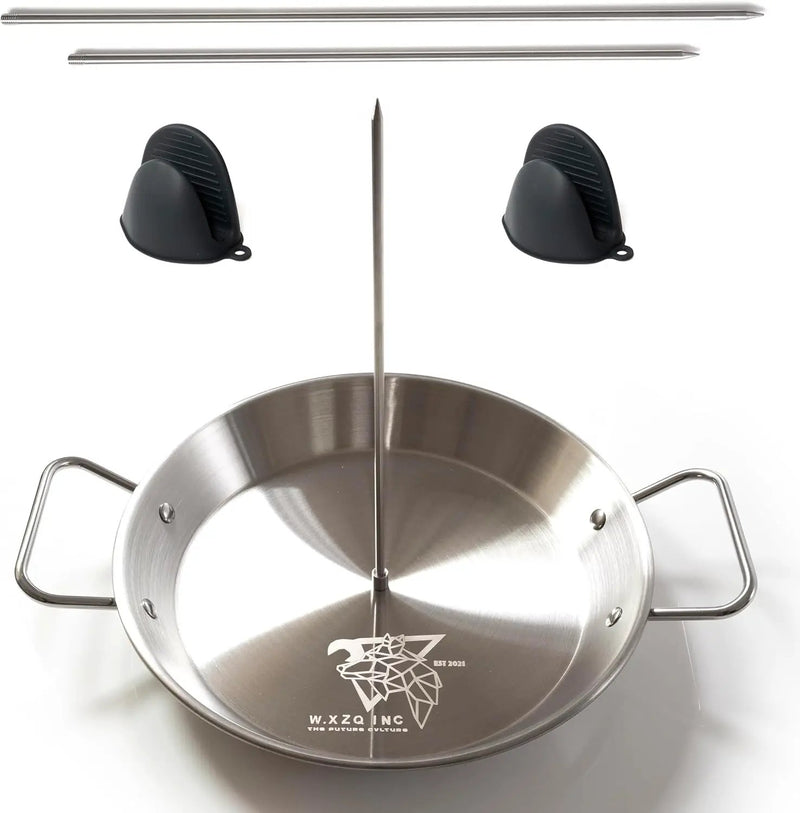 W.xZQ inc Al Pastor Vertical Skewer for Grill or Oven Stainless Steel includes 3 Removable Spikes (8", 10", 12") & Silicone Oven Mitts by GreenHaven Gardens