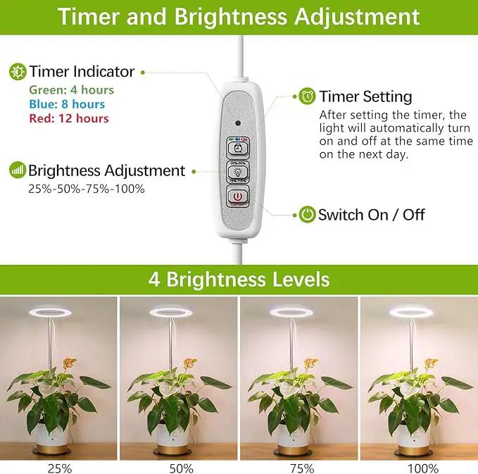 LORDEM Grow Light, LED Plant Light for Indoor Plants Growing, Full Spectrum Desk Growth Lamp with Automatic Timer for 4H/8H/12H, 4 Dimmable Levels, Height Adjustable 9.8"-30.6", Pack of 2 by GreenHaven Gardens