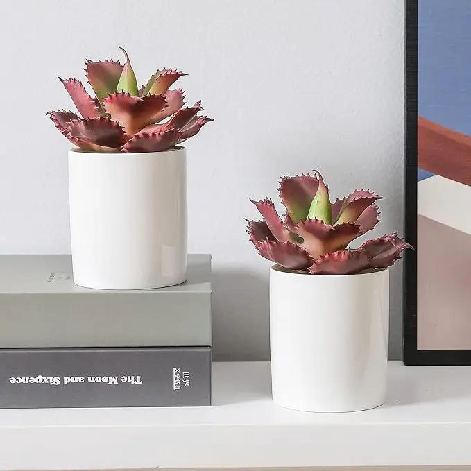 Duovlo Artificial Succulent Plant 7.08 Inch Faux Succulents Agave potatorum Flower Arrangement Craft Wall DIY Materials Pack of 2 (Dark Purple) by GreenHaven Gardens