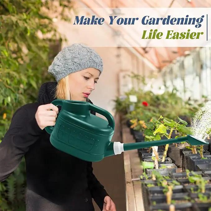 Watering Can for Indoor & Outdoor Plants, Plant Watering Can with Stainless Steel Shower Head, 1 Gallon Plastic Water Can for Garden, Flowers, Vegetable, Greenhouse (AlpineGreen) by GreenHaven Gardens