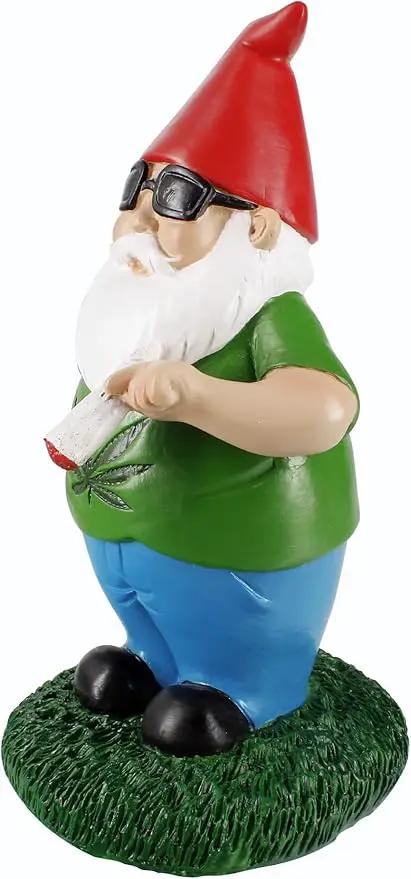 Gnometastic Gnomes Smoking Gnome, 8.5in, Hippie Gnome, Indoor Outdoor Funny Garden Gnomes Decoration for Yard, Planter, Lawn Ornament, Patio and Home Decor by GreenHaven Gardens