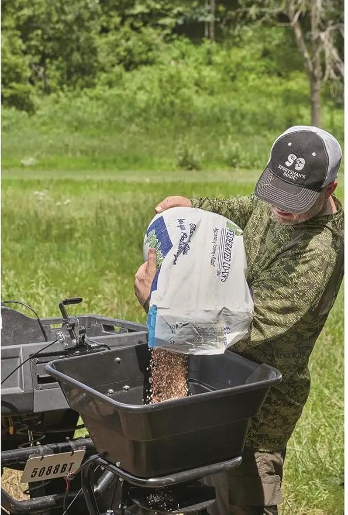 Guide Gear UTV/ATV Receiver Mount Broadcast Spreader Seeder, 80 Pound Capacity, Lawn and Garden Seed Spreaders, 12-Volt, with Rain Cover by GreenHaven Gardens