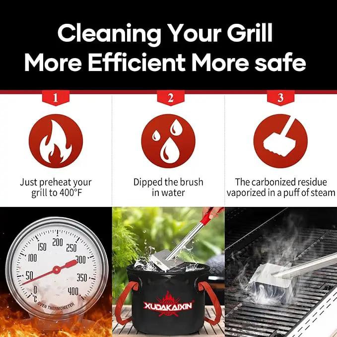 Grill Brush Bristle Free,Unique Wave pad for Cast Iron/Stainless-Steel Grates, (Only Replaceable Cleaning Head No Grill Brush) by GreenHaven Gardens