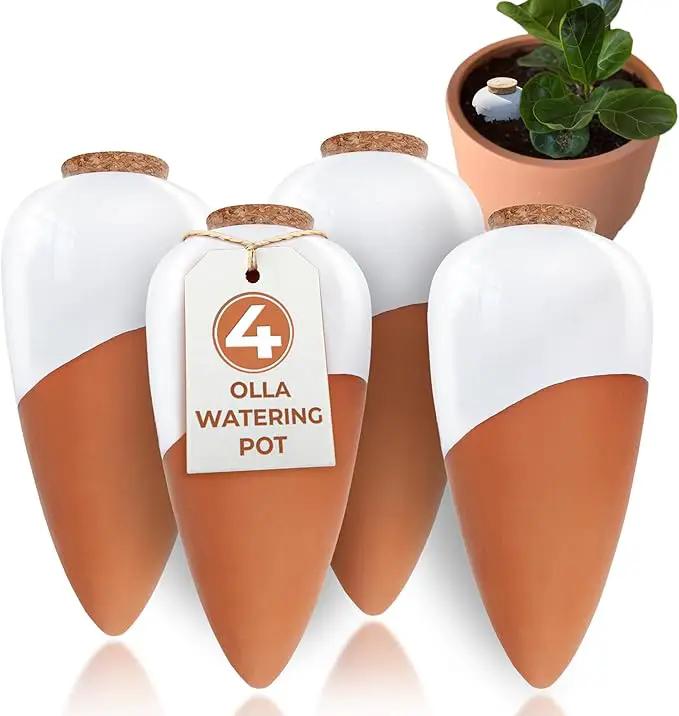 Plant Self Watering Globes - Terracotta Watering Spikes - Slow Release Olla Pots - Holds 16 oz - Drip Irrigiation Olla System by GreenHaven Gardens
