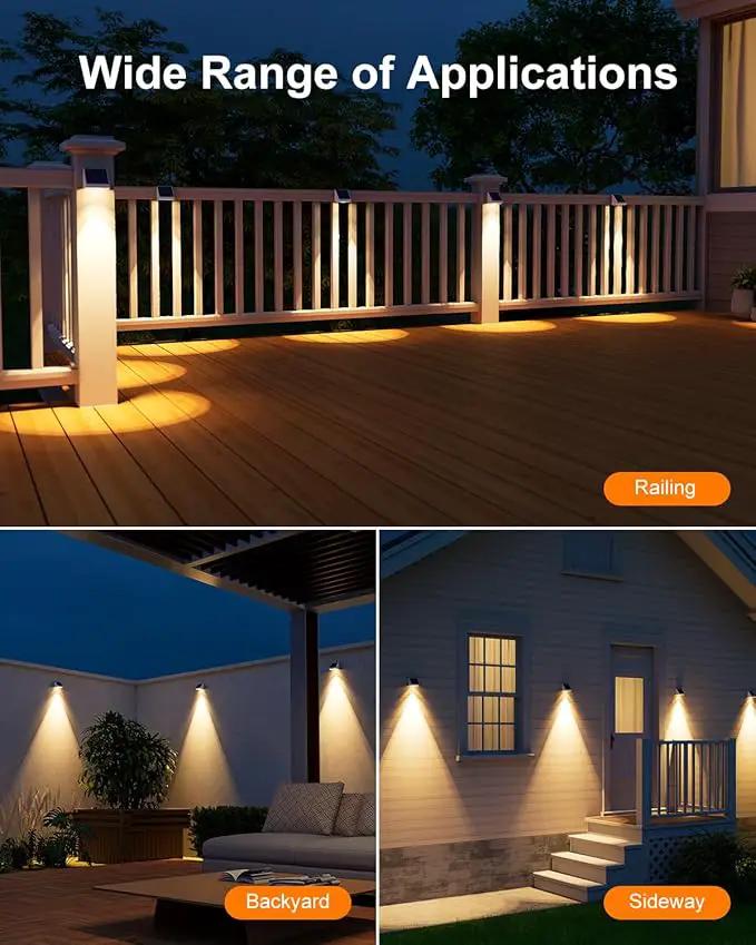 12 Pack Decorative Solar Powered Fence Lights Outdoor Waterproof with Warm White LED Spot Lens, for Outside Deck, Patio, Yard, Rail, Garage, Designed for Wall Lighting, Easy Install ( White Shell ) by GreenHaven Gardens