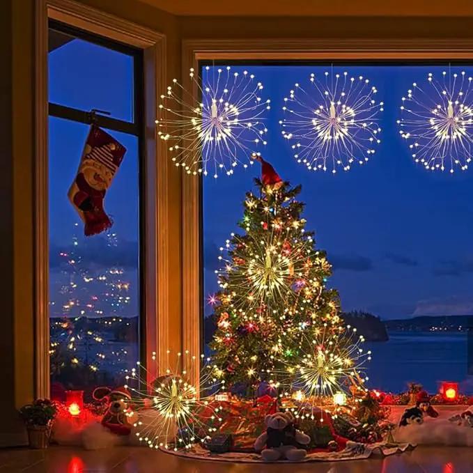 Firework Lights,10 Pack LED Copper Wire Fireworks Lights Fairy Lights Christmas Hanging Dimmable String 8 Modes Waterproof with Remote Control by GreenHaven Gardens