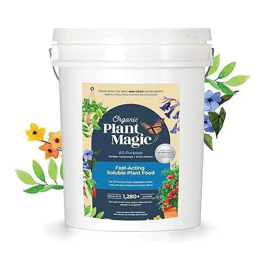 Organic Plant Magic - Truly Organic™ Fast-Acting Soluble Plant Food: All-Purpose Fertilizer Concentrate for All Flower Vegetable Herb Fruit Tree Shrub Container Garden & House Plants [20 lb Bucket] by GreenHaven Gardens