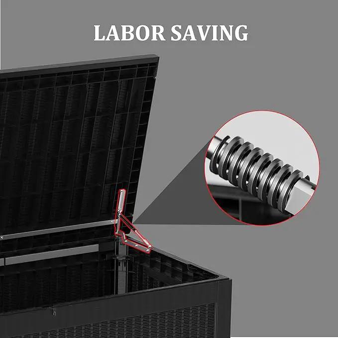 150 Gallon Lockable Resin Deck Box, Waterproof & UV-Resistant Outdoor Storage Box for Outdoor Cushion Storage, Garden Tools & Pool Accessories Storage, Black by GreenHaven Gardens
