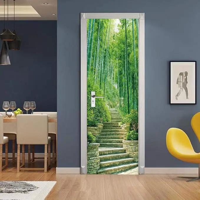 3D Door Stickers Murals - Bamboo - Peel and Stick Wallpaper - Self-Adhesive Decals - Removable PVC Waterproof Door Poster - Bedroom, Living Room - 35.4" x 78.7" by GreenHaven Gardens