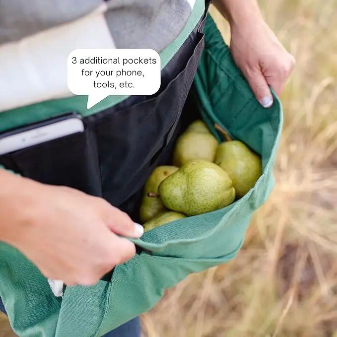 Roo Gardening Apron with Pockets & Harvesting, Picking Pouch - Adjustable, Water-resistant, Washable Canvas Cotton by GreenHaven Gardens