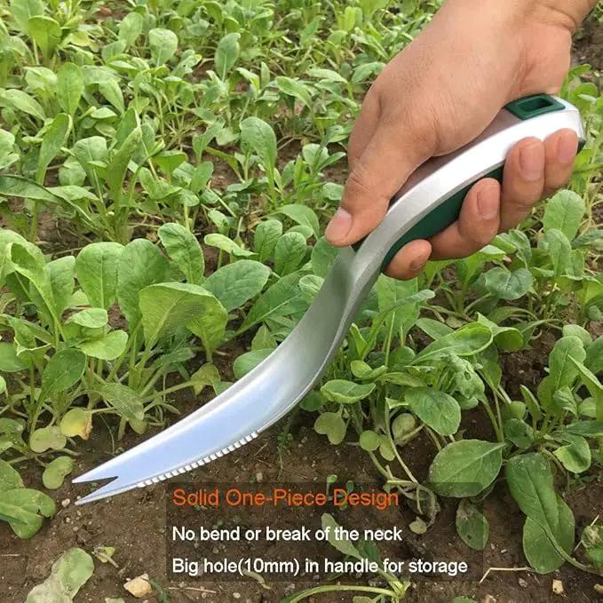 One-Piece Aluminum Gardening Weed Tools, Hand Garden Weeder Tool, Ergonomic Handle Best Weeding Tool, Weed Pull Tool with Serrated Edge, Grass Removal Tool by GreenHaven Gardens