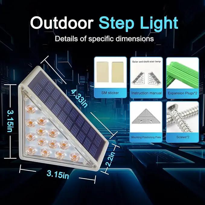 Solar Step Lights 6-pack with Solar Outdoor Stair,Porch,Patio,Yard,Deck & Pathway Adjustable Brightness (Warm White) by GreenHaven Gardens