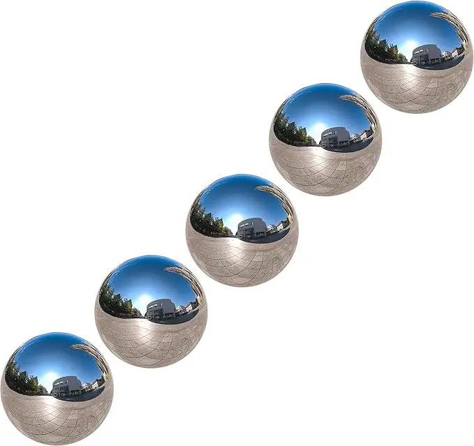 Nerien Gazing Ball, 2 Inch Stainless Steel Garden Mirror Globe, Polished Ornament Sphere, Hollow Floating Reflective Hemisphere, for Home Outdoor Pond Housewarming Swimming Decoration, Silver, 5pcs by GreenHaven Gardens