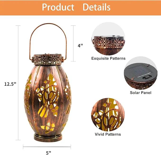 pearlstar 2 Pack Cardinal Solar Lanterns Outdoor Hanging Light Waterproof, Birthday Gifts for Women Mom Men,Decorative Metal Solar Lamp for Table Garden Yard Patio Pathway,Copper by GreenHaven Gardens