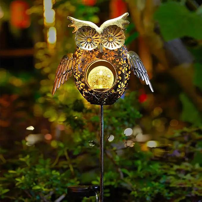 Go2garden Solar Lights Outdoor Owl Garden Gifts Women Metal Stakes Lights for Lawn Ornaments, Yard Art, Pathway, Patio Decorations,Birthday Mothers' Day Gift for Mom Dad Grandma (Bronze) by GreenHaven Gardens