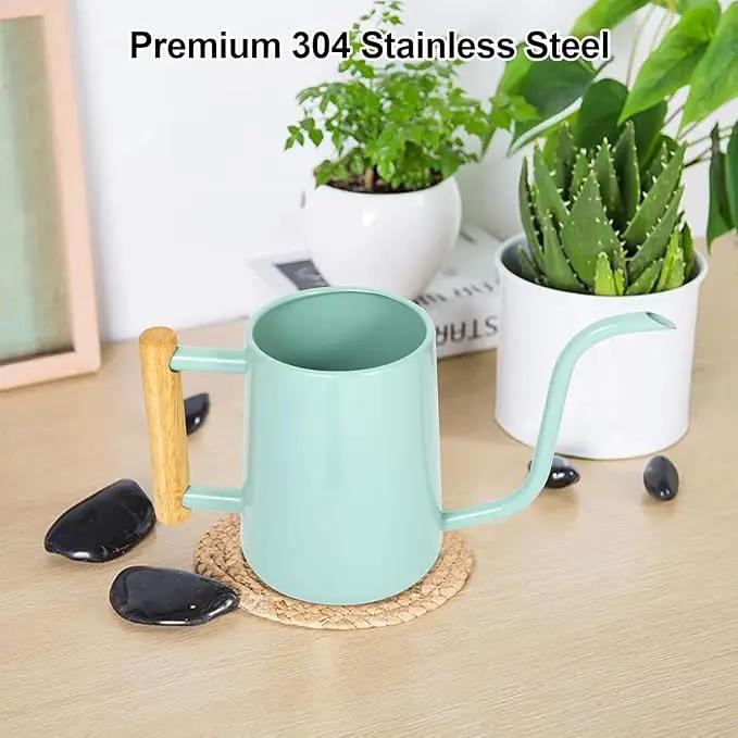 Watering Can Indoor Plants, 35 oz/1000 ml Metal Stainless Steel Watering Can Pot with Long Spout for Indoor House Plants Bonsai Outdoor Garden Flower Decorative (Green by GreenHaven Gardens