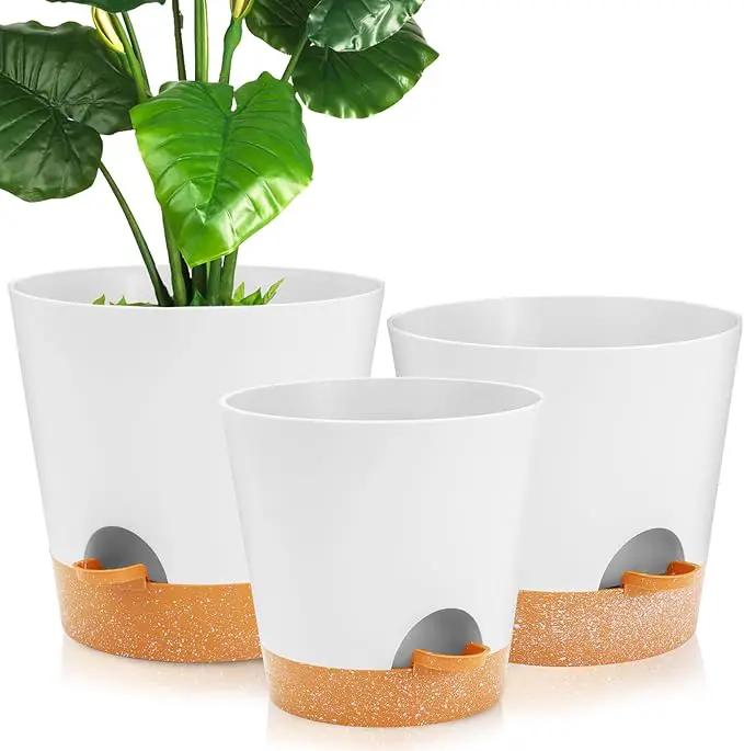 GARDIFE 10/9/8 inch Plant pots, planters for Indoor Plants, self Watering Plant Pot, Flower pots, White by GreenHaven Gardens