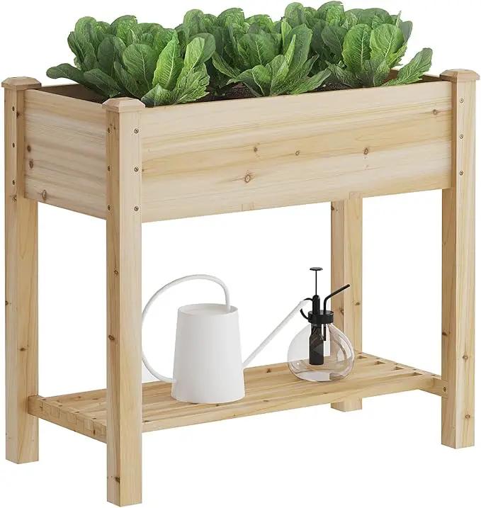 FILWH Raised Garden Bed with Legs Elevated Wooden Planter Box Stand Large Planter Stand Box for Fruits Vegetables Flowers with Divider with Bag - 34x18x30.5IN by GreenHaven Gardens